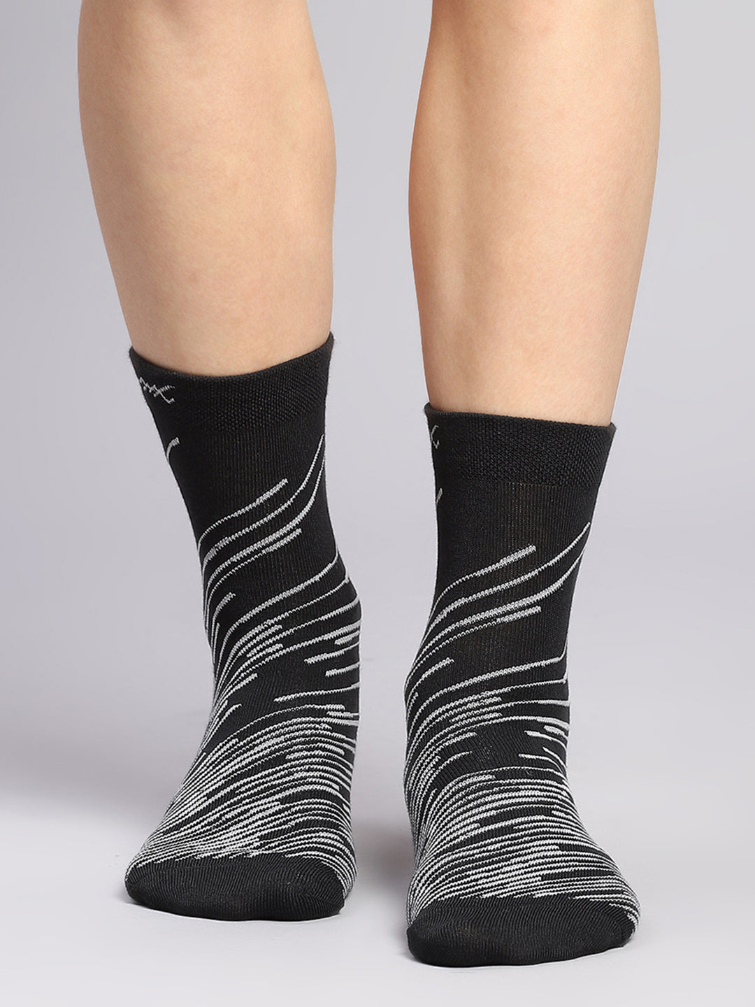 Men Cotton Blend Self Design Crew Length Socks (Pack of 3)