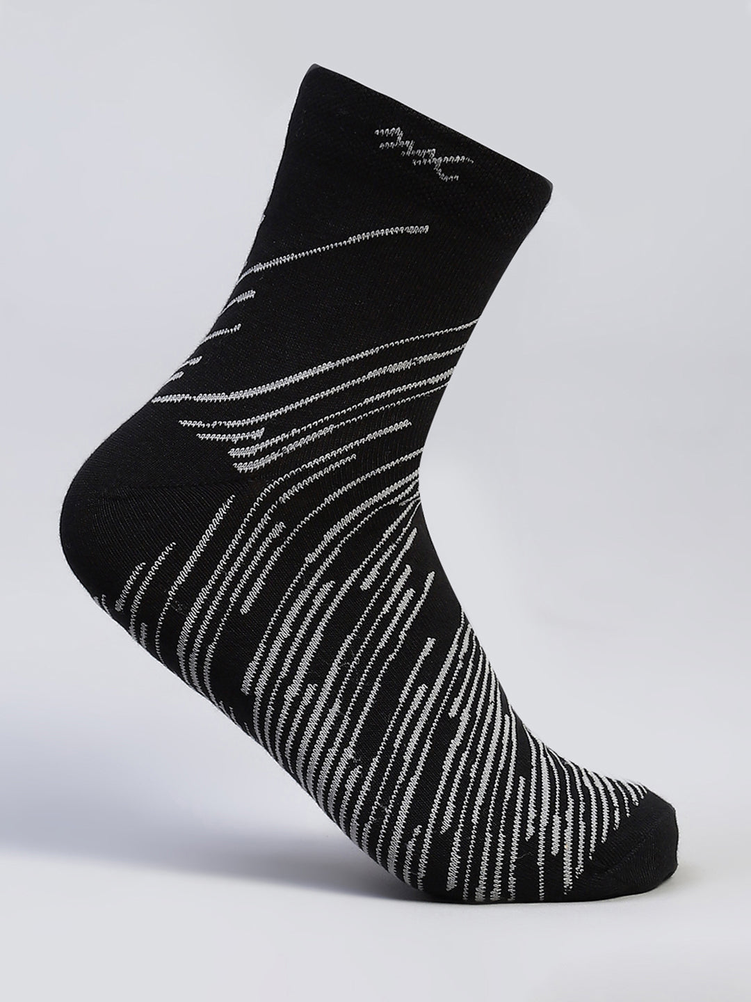 Men Cotton Blend Self Design Crew Length Socks (Pack of 3)