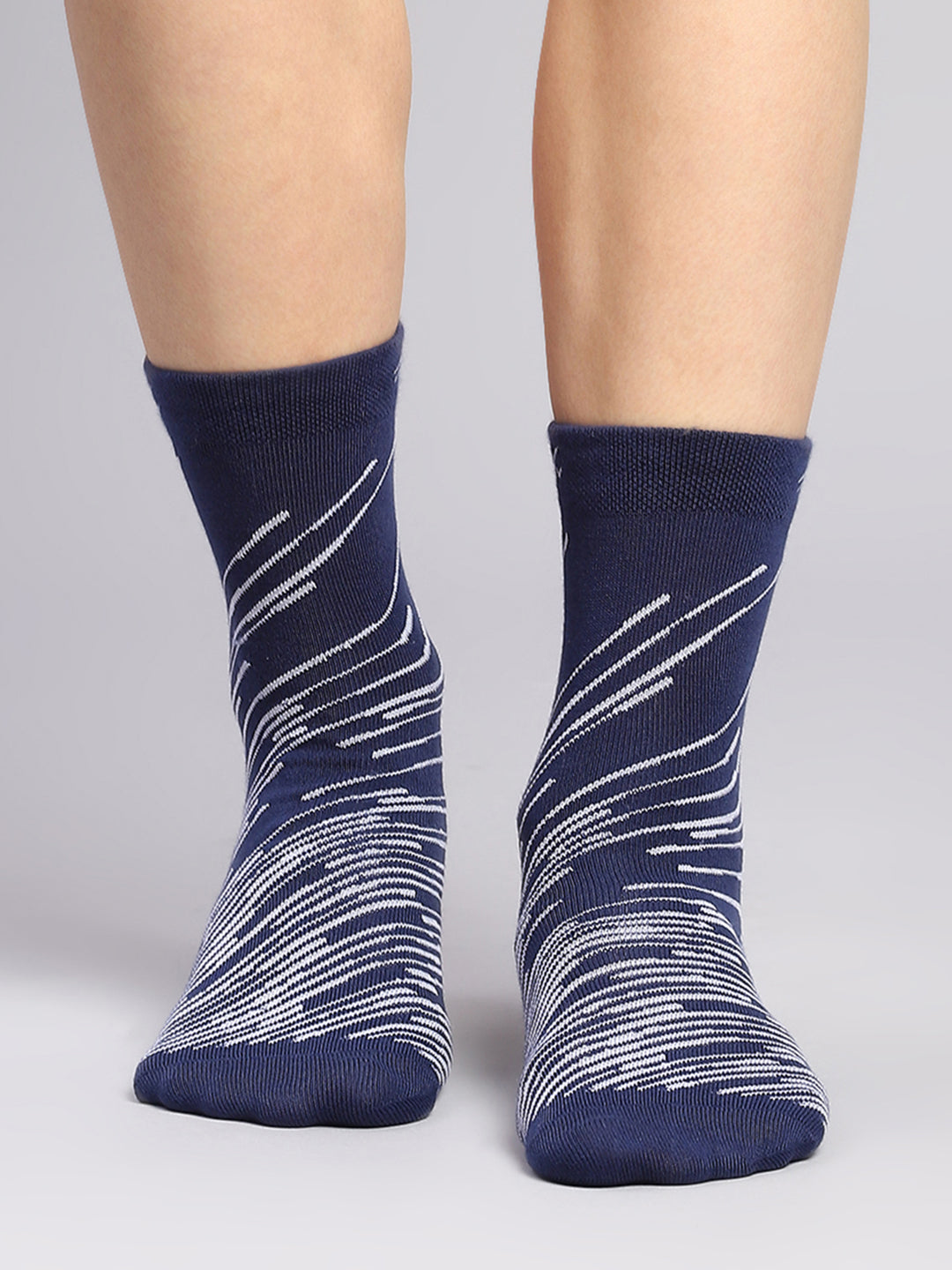 Men Cotton Blend Self Design Crew Length Socks (Pack of 3)