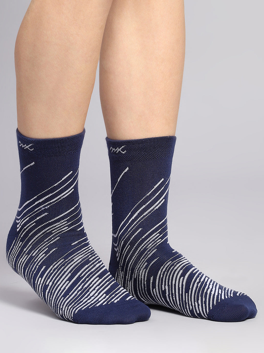 Men Cotton Blend Self Design Crew Length Socks (Pack of 3)