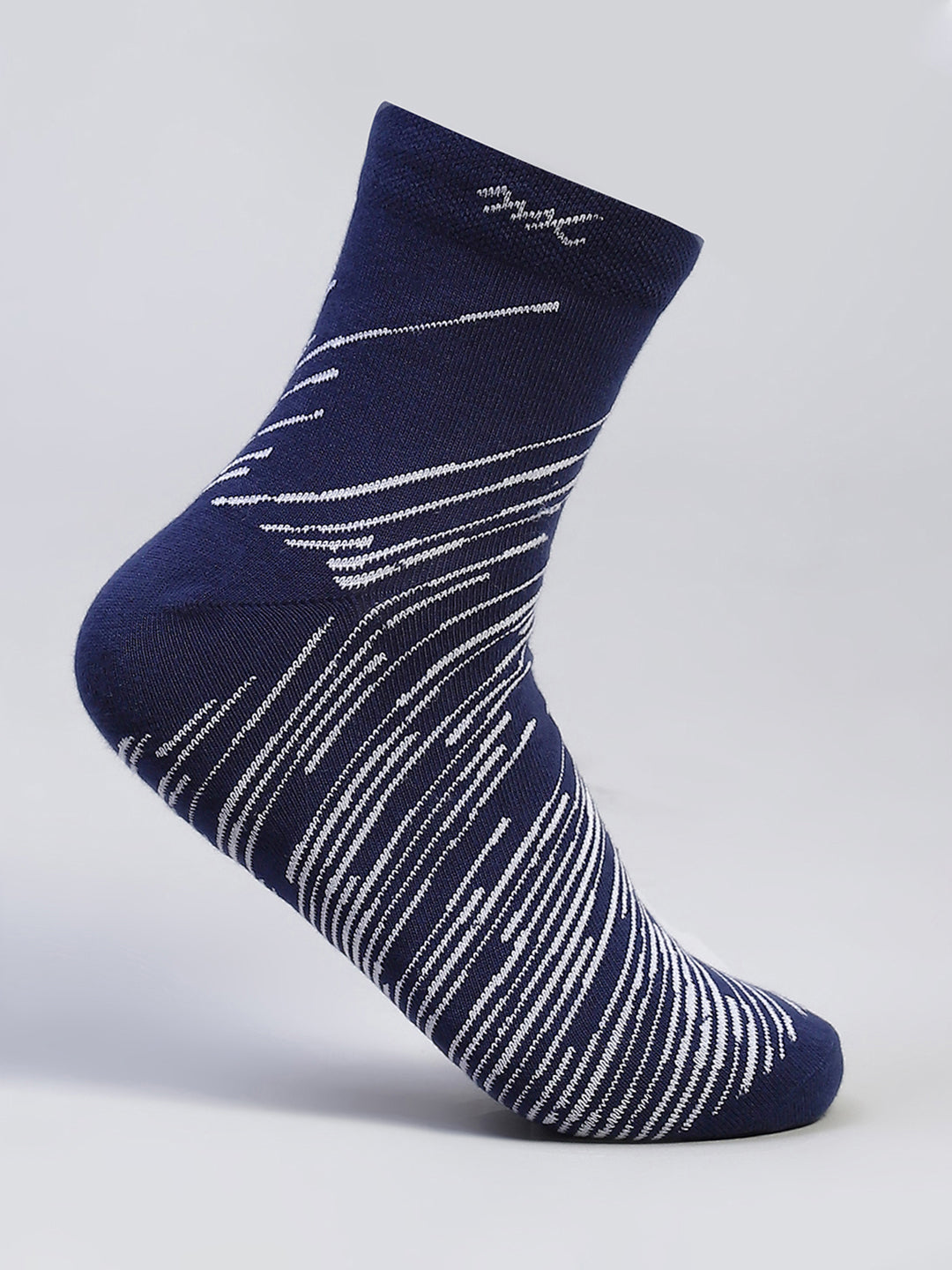Men Cotton Blend Self Design Crew Length Socks (Pack of 3)