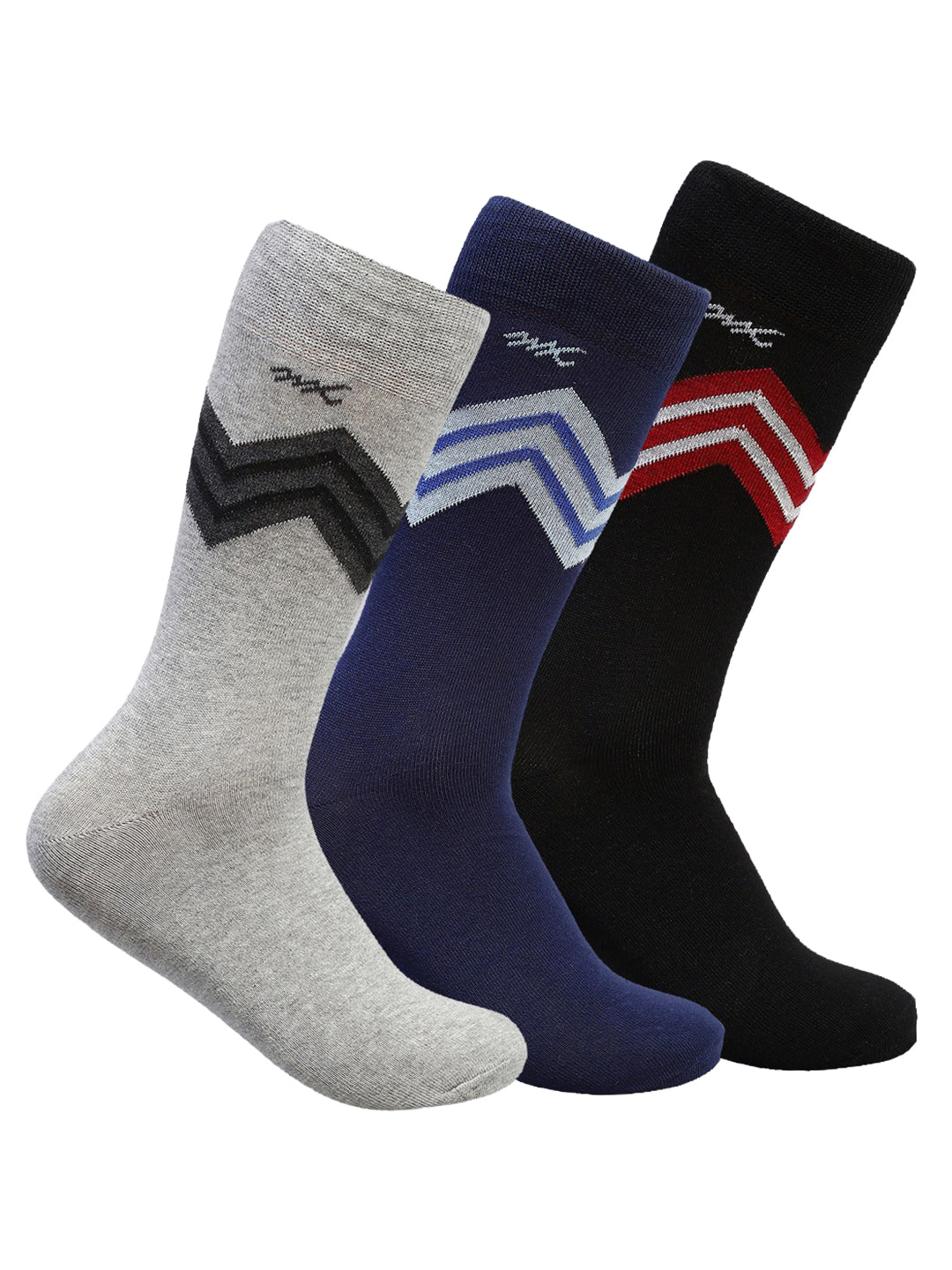 Men Cotton Blend Self Design Calf Length Socks (Pack of 3)