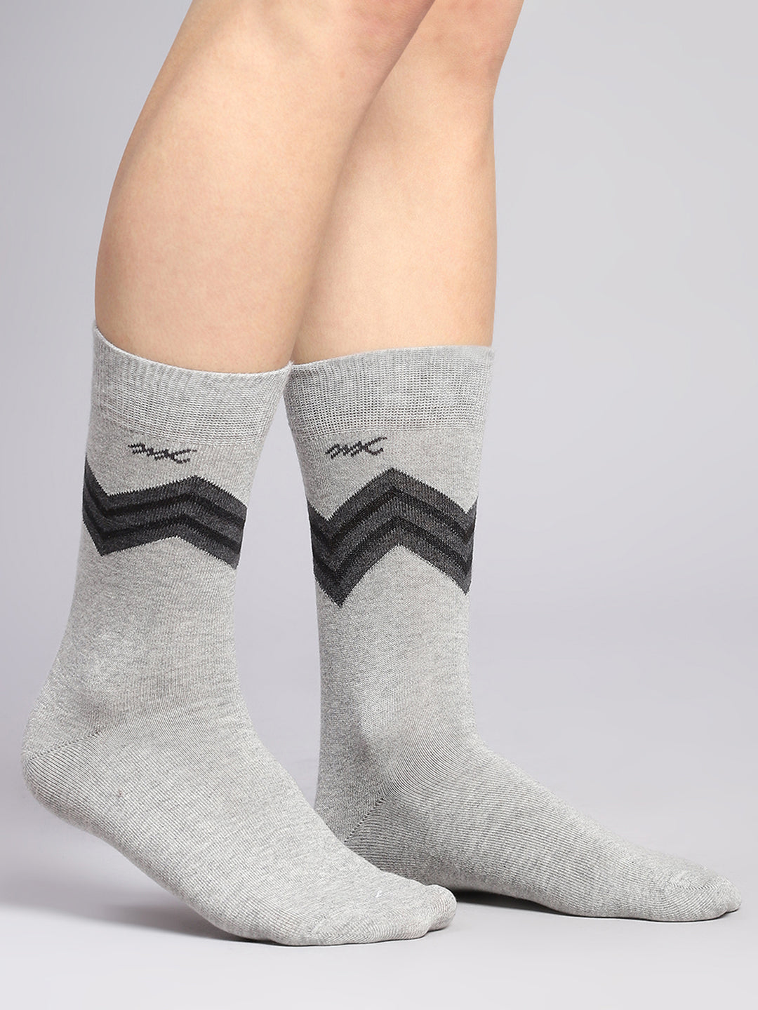 Men Cotton Blend Self Design Calf Length Socks (Pack of 3)