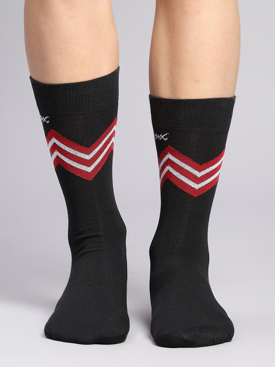 Men Cotton Blend Self Design Calf Length Socks (Pack of 3)