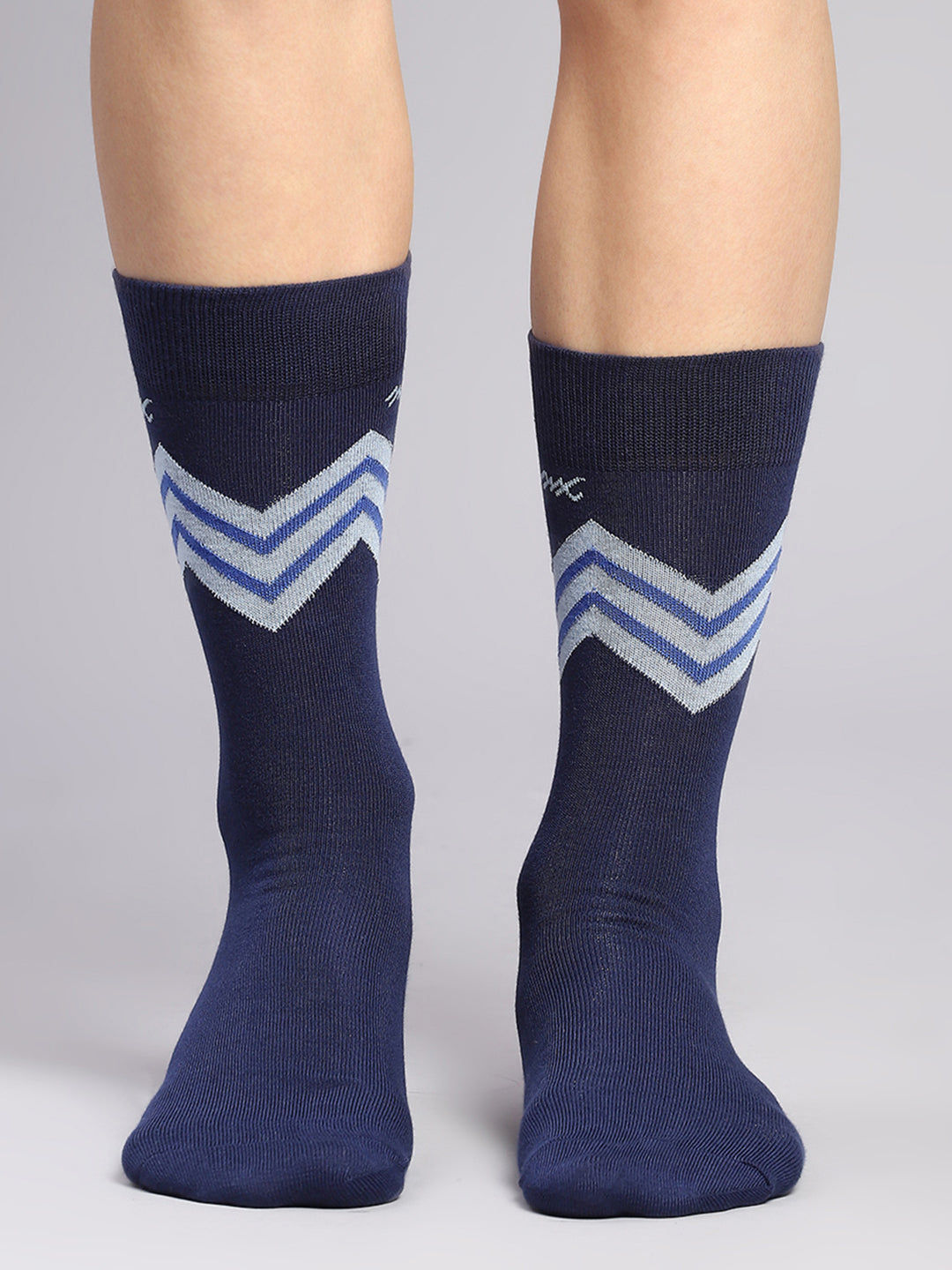 Men Cotton Blend Self Design Calf Length Socks (Pack of 3)