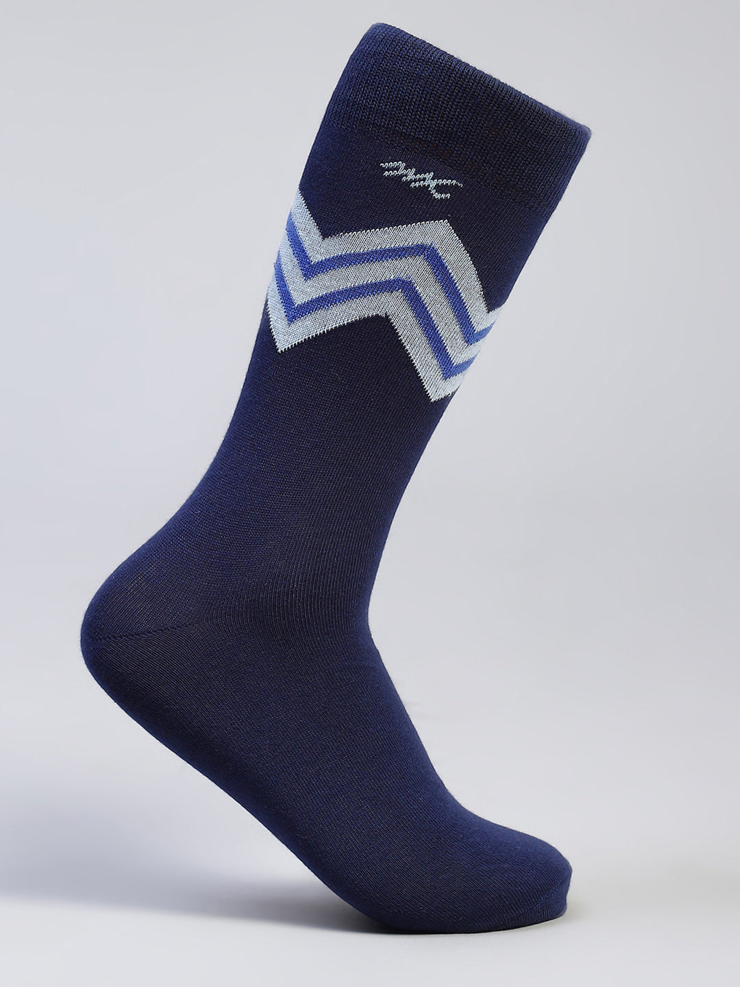 Men Cotton Blend Self Design Calf Length Socks (Pack of 3)