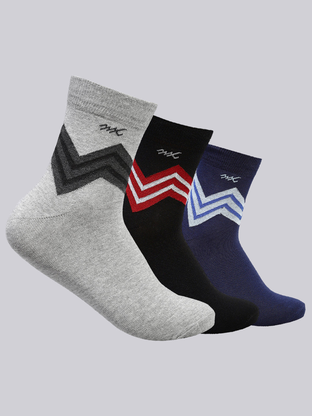 Men Cotton Blend Self Design Crew Length Socks (Pack of 3)
