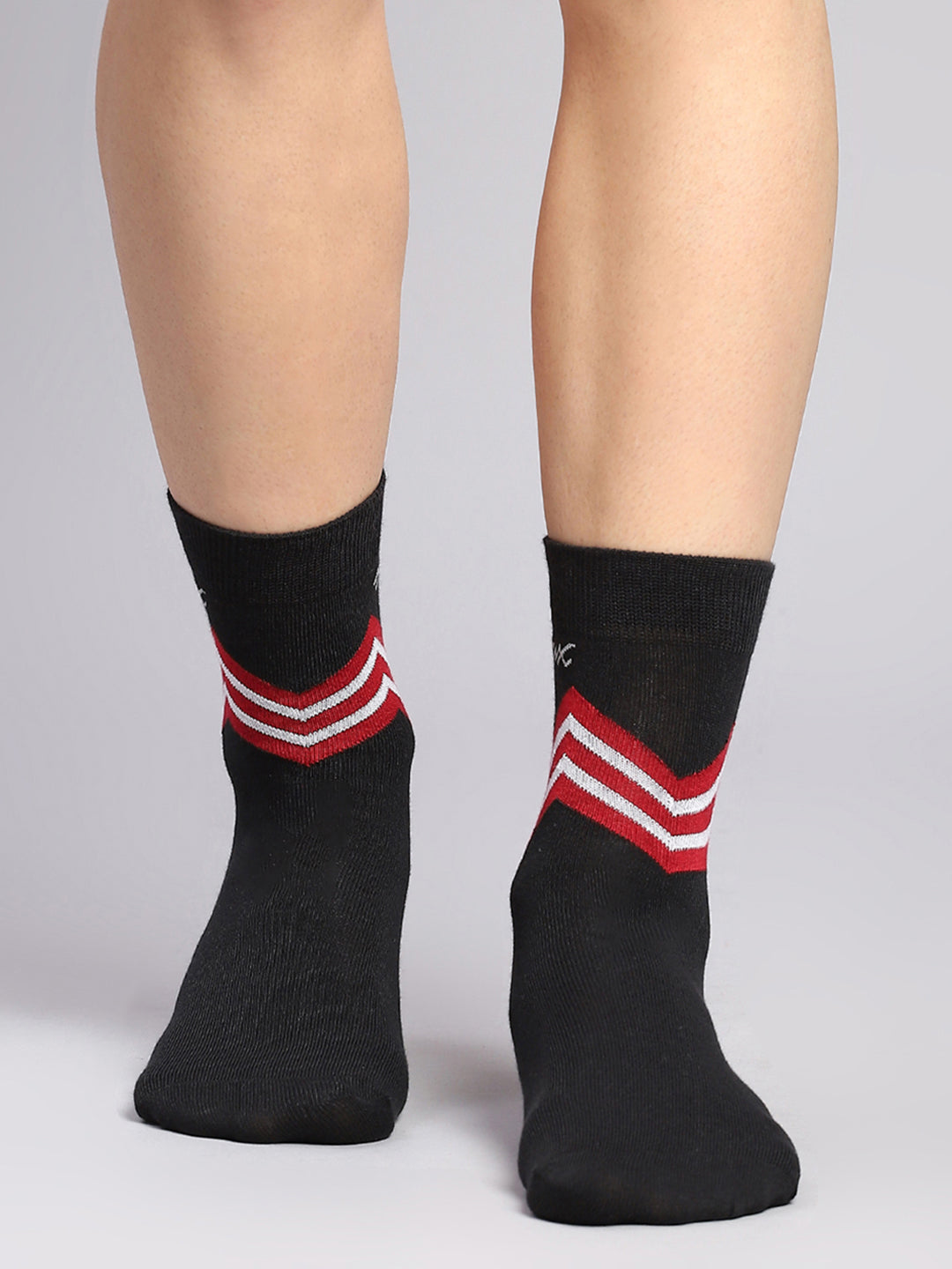 Men Cotton Blend Self Design Crew Length Socks (Pack of 3)