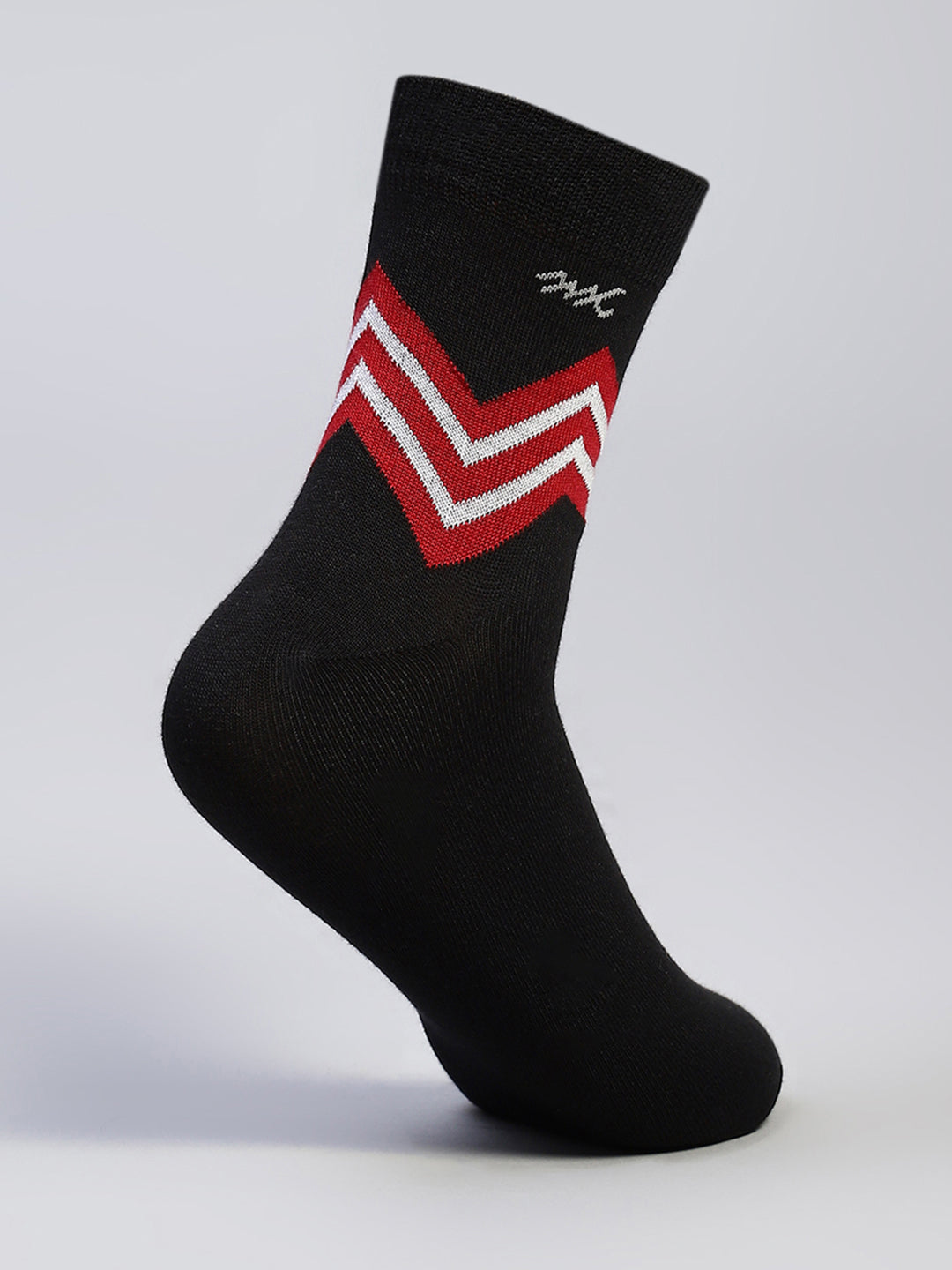 Men Cotton Blend Self Design Crew Length Socks (Pack of 3)