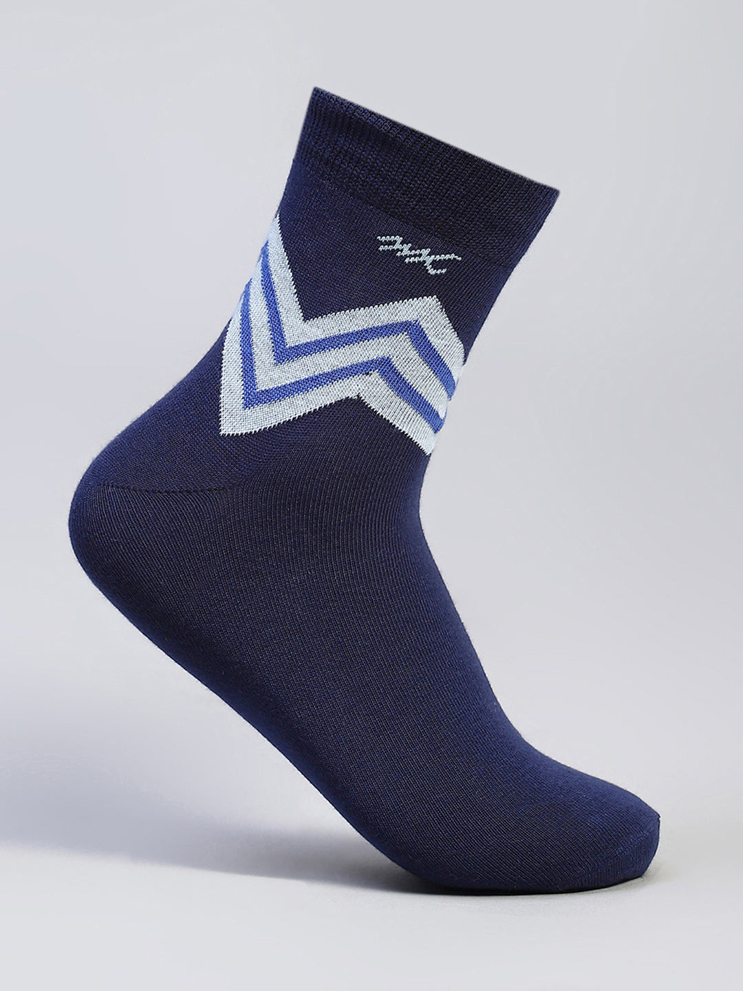 Men Cotton Blend Self Design Crew Length Socks (Pack of 3)