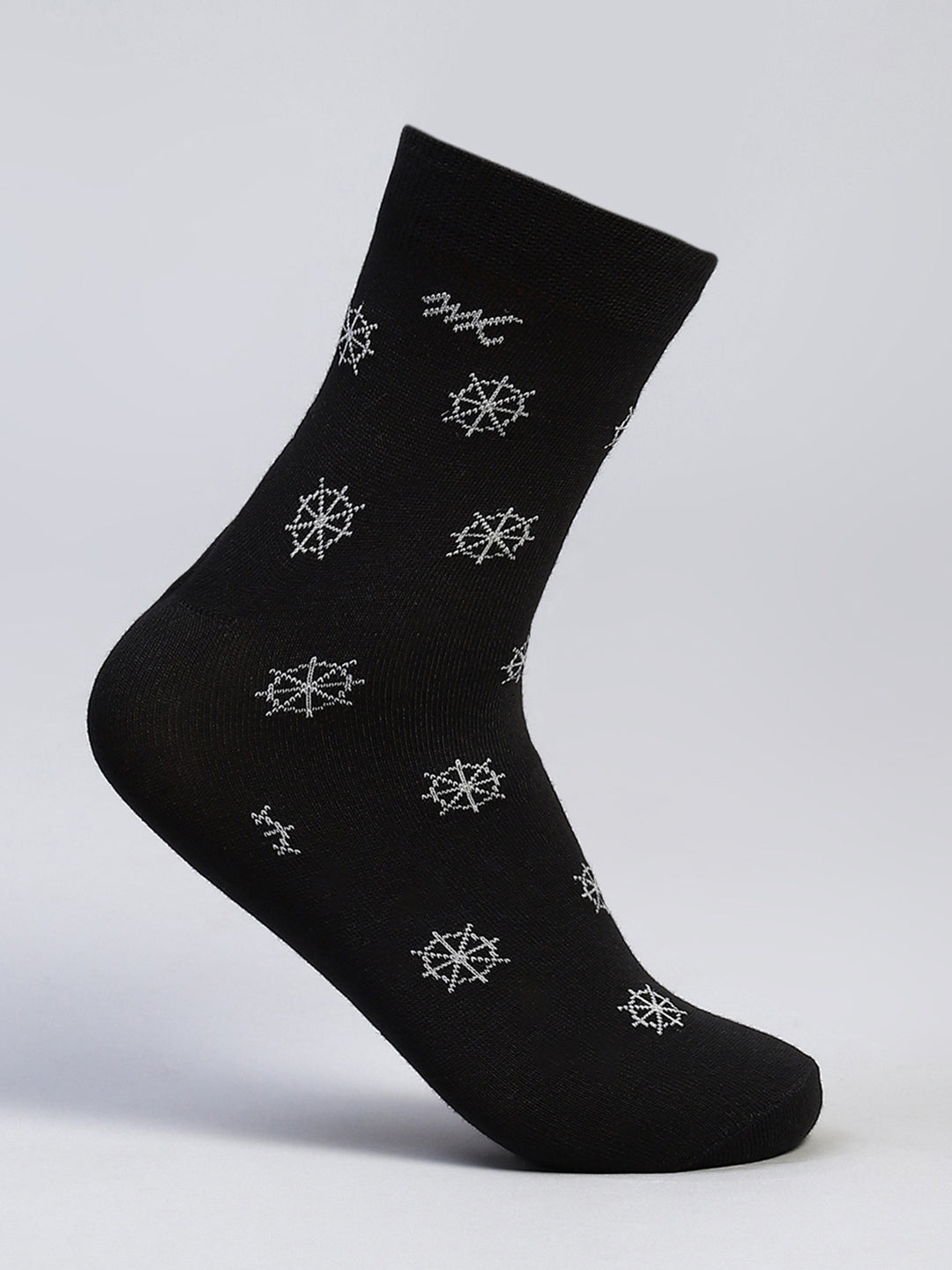 Men Cotton Blend Self Design Crew Length Socks (Pack of 3)