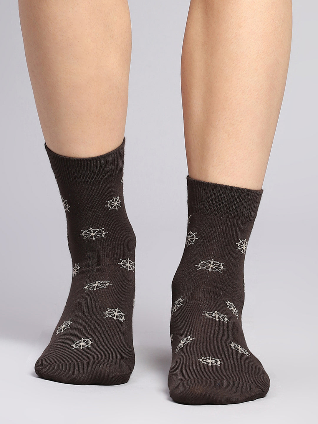 Men Cotton Blend Self Design Crew Length Socks (Pack of 3)