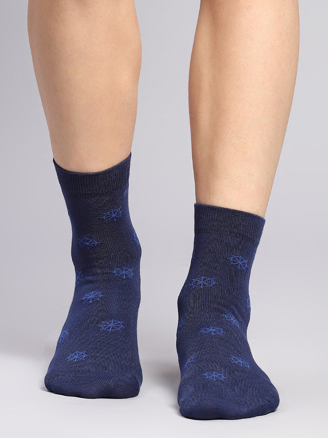 Men Cotton Blend Self Design Crew Length Socks (Pack of 3)