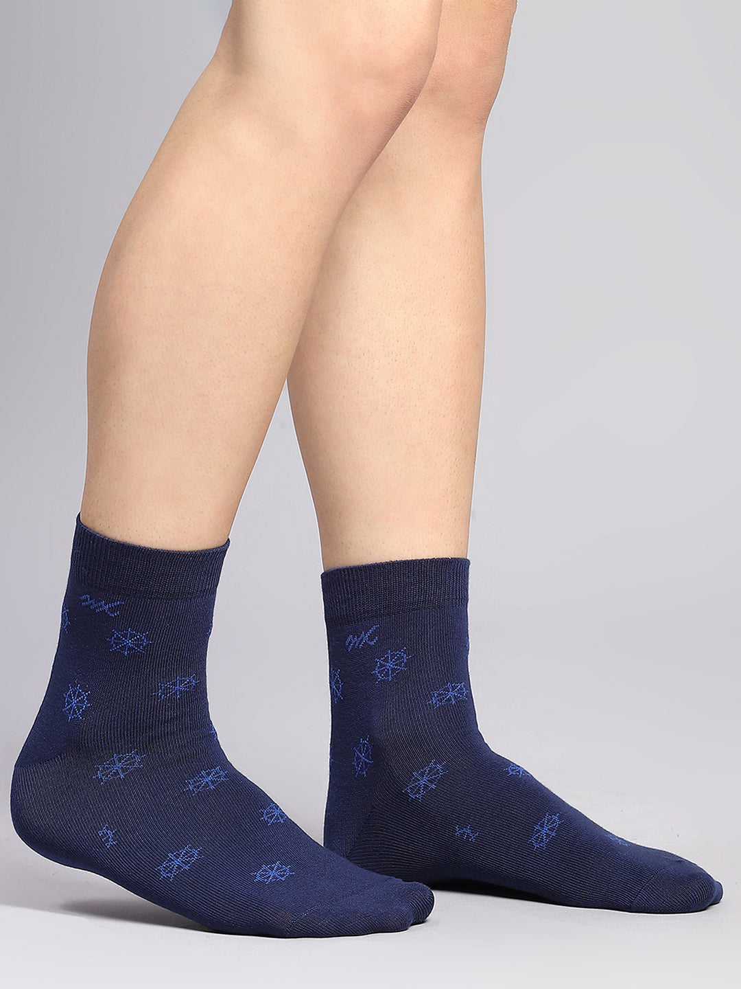 Men Cotton Blend Self Design Crew Length Socks (Pack of 3)