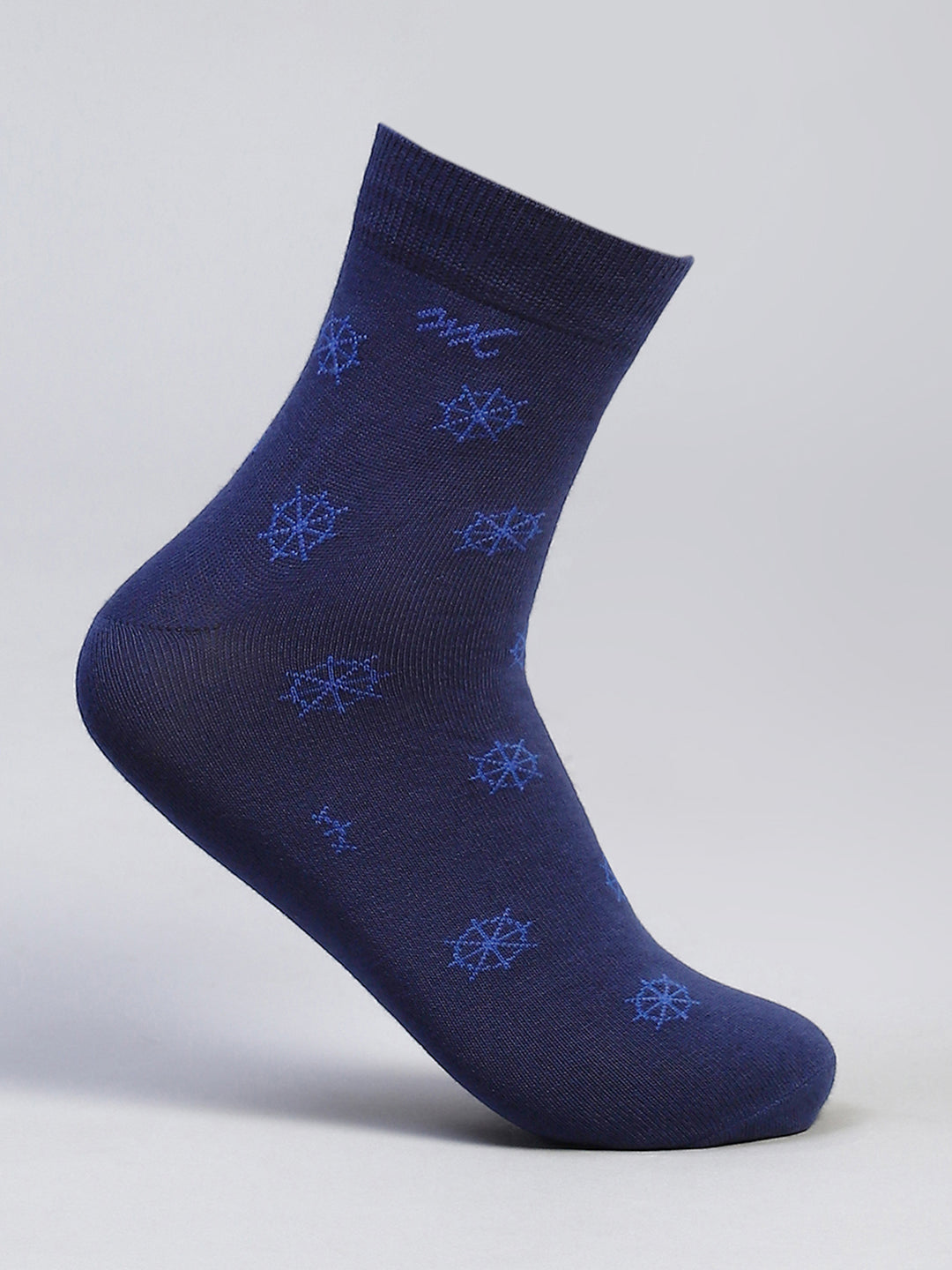 Men Cotton Blend Self Design Crew Length Socks (Pack of 3)