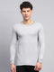 Men Grey Solid Round Neck Full Sleeve Thermal Vest