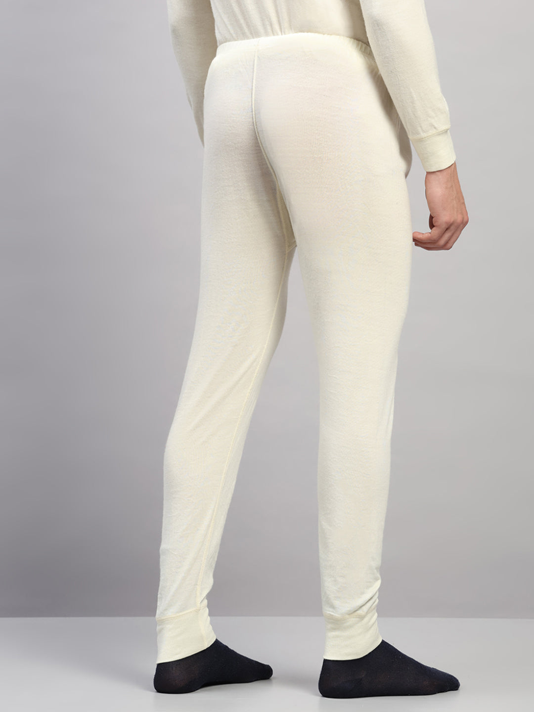 Men Cream Solid Regular Fit Thermal Lower