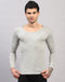 Men Grey Solid Round Neck Full Sleeve Thermal Vest