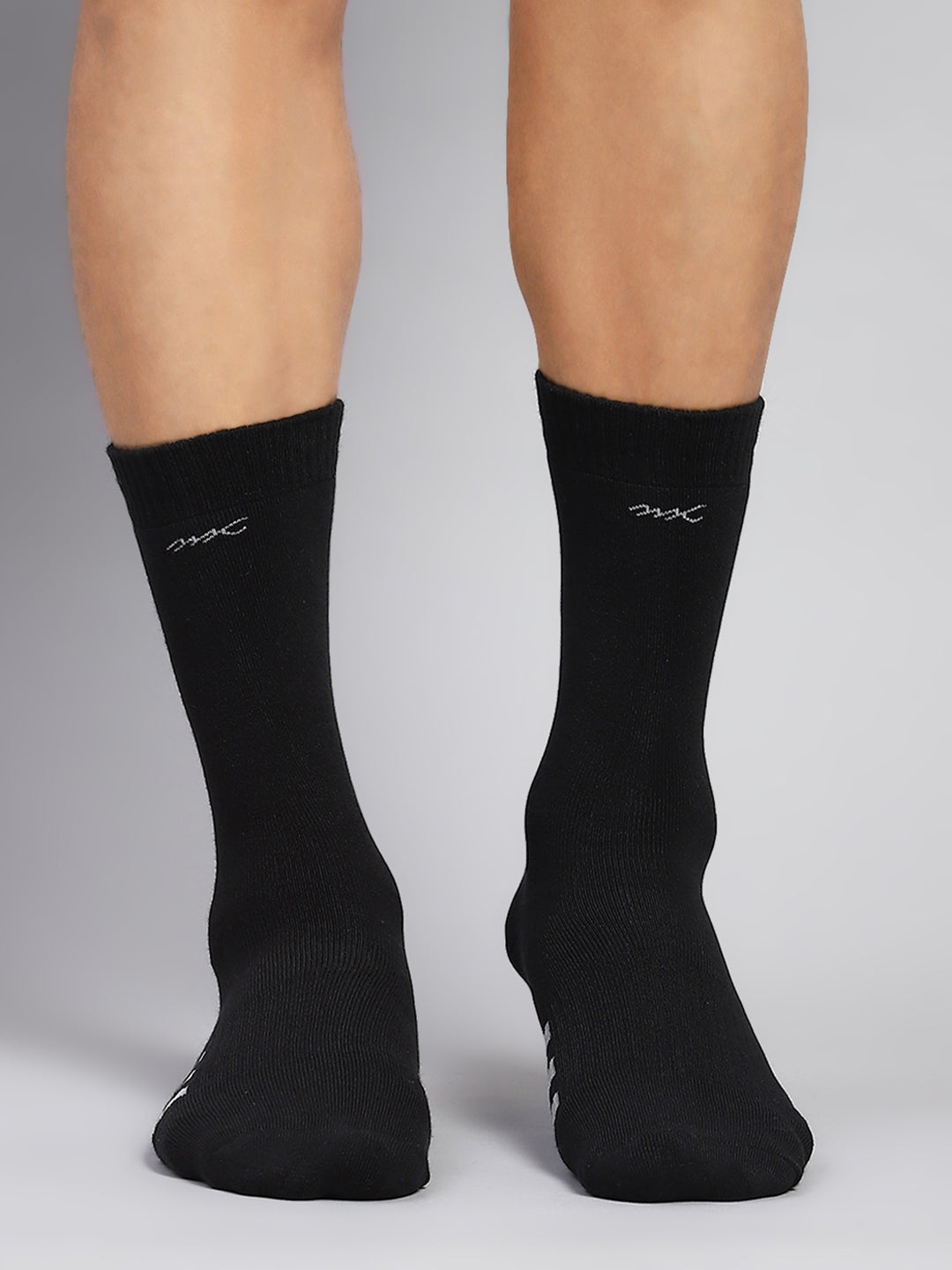 Men Cotton Blend Solid Calf Length Socks (Pack of 3)