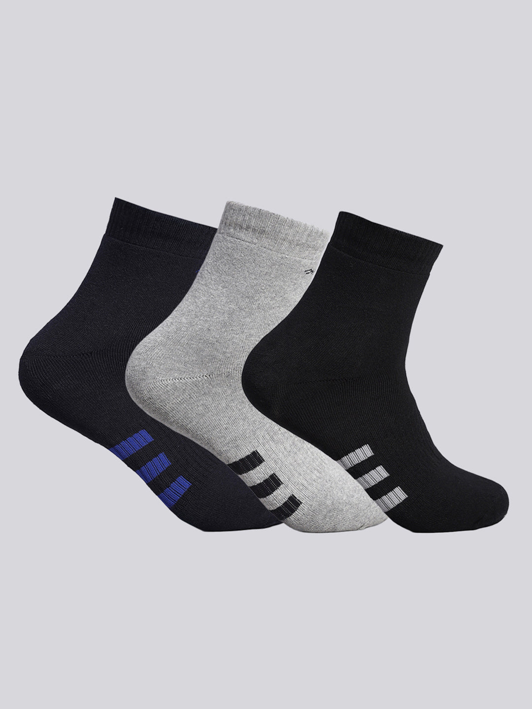 Men Cotton Blend Solid Calf Length Socks (Pack of 3)