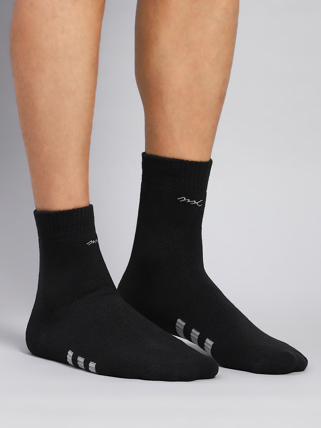 Men Cotton Blend Solid Calf Length Socks (Pack of 3)