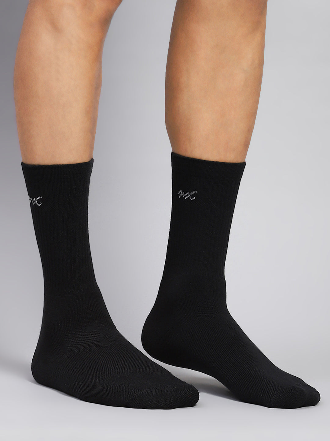 Men Cotton Blend Solid Calf Length Socks (Pack of 3)