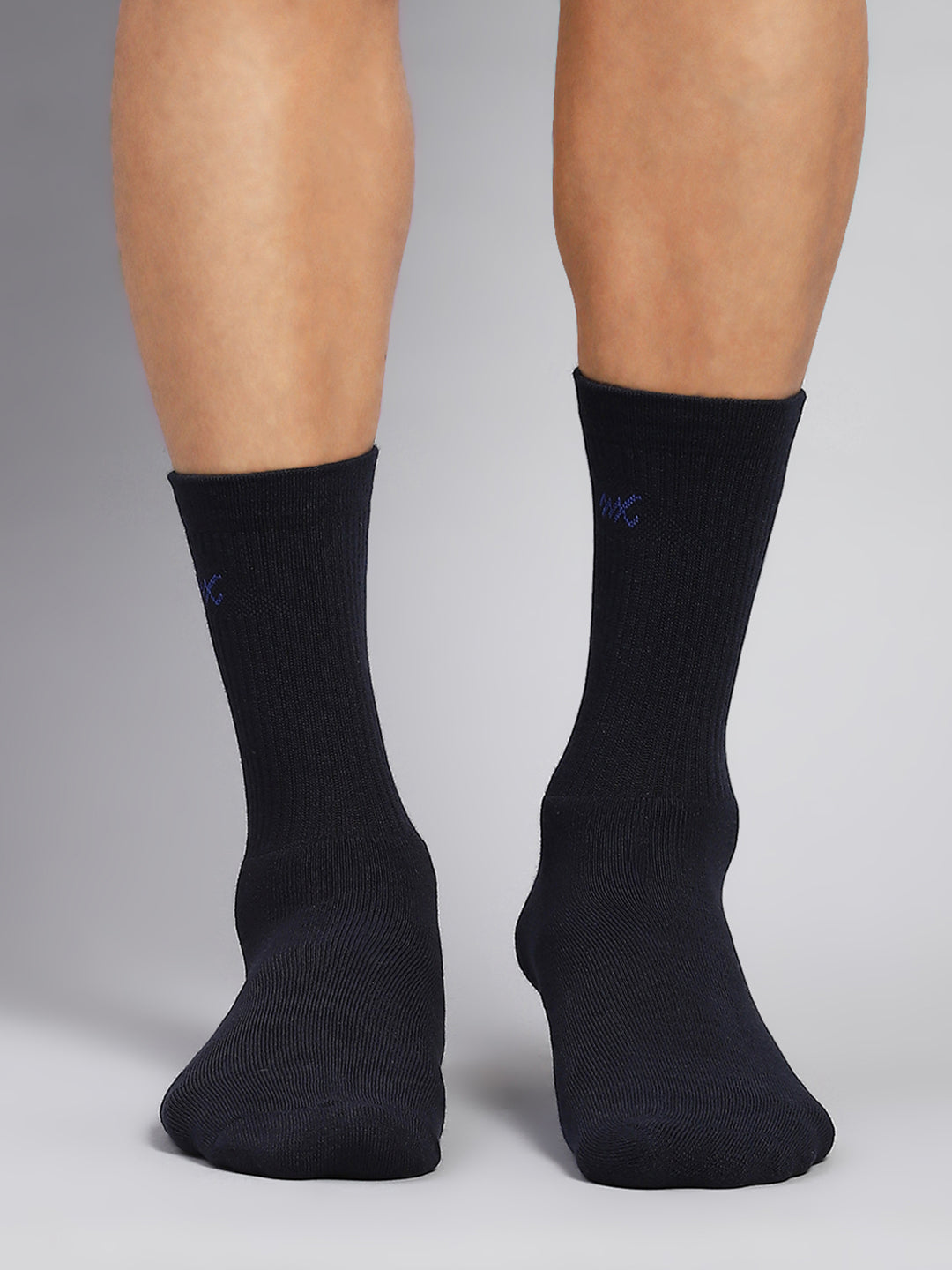 Men Cotton Blend Solid Calf Length Socks (Pack of 3)