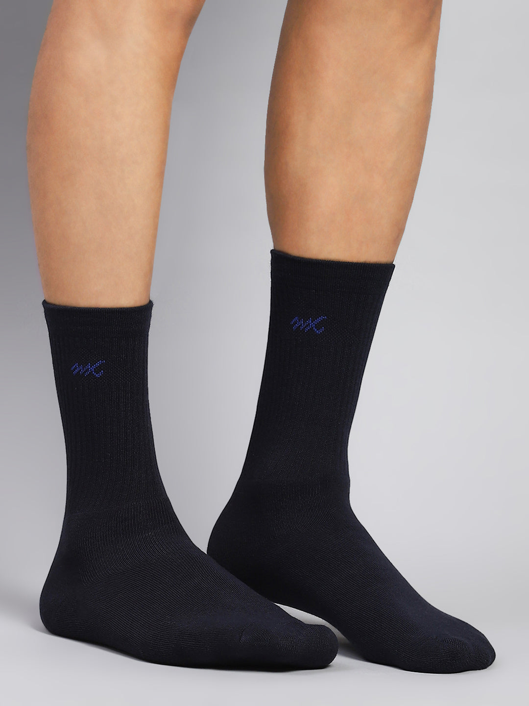 Men Cotton Blend Solid Calf Length Socks (Pack of 3)