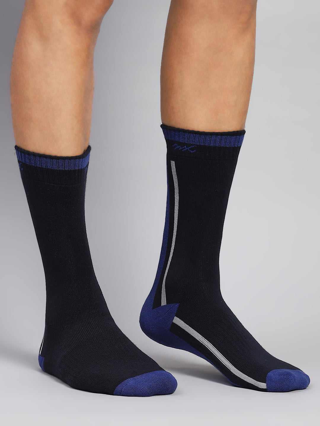 Men Cotton Blend Self Design Calf Length Socks (Pack of 3)