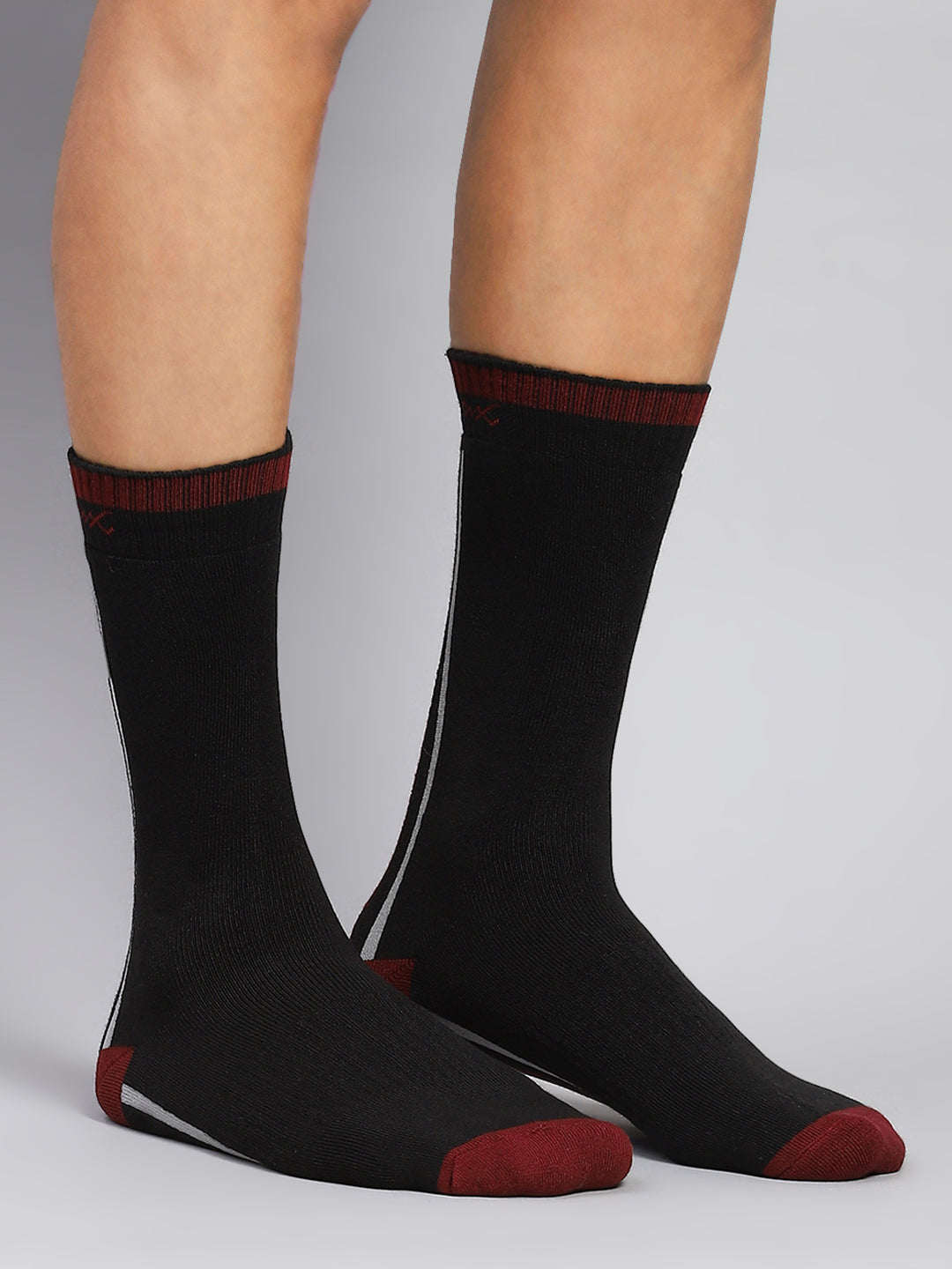 Men Cotton Blend Self Design Calf Length Socks (Pack of 3)