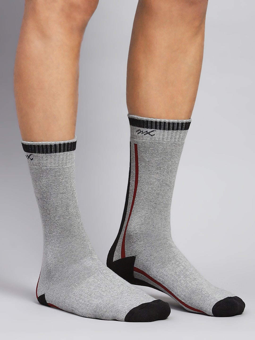 Men Cotton Blend Self Design Calf Length Socks (Pack of 3)