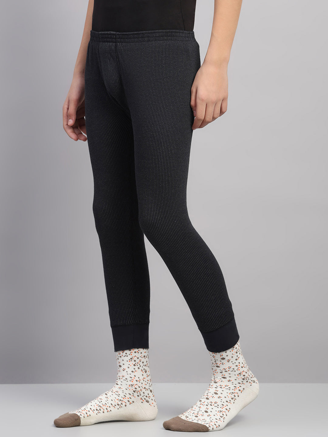 Kids Black Solid Regular Fit Thermal Lower