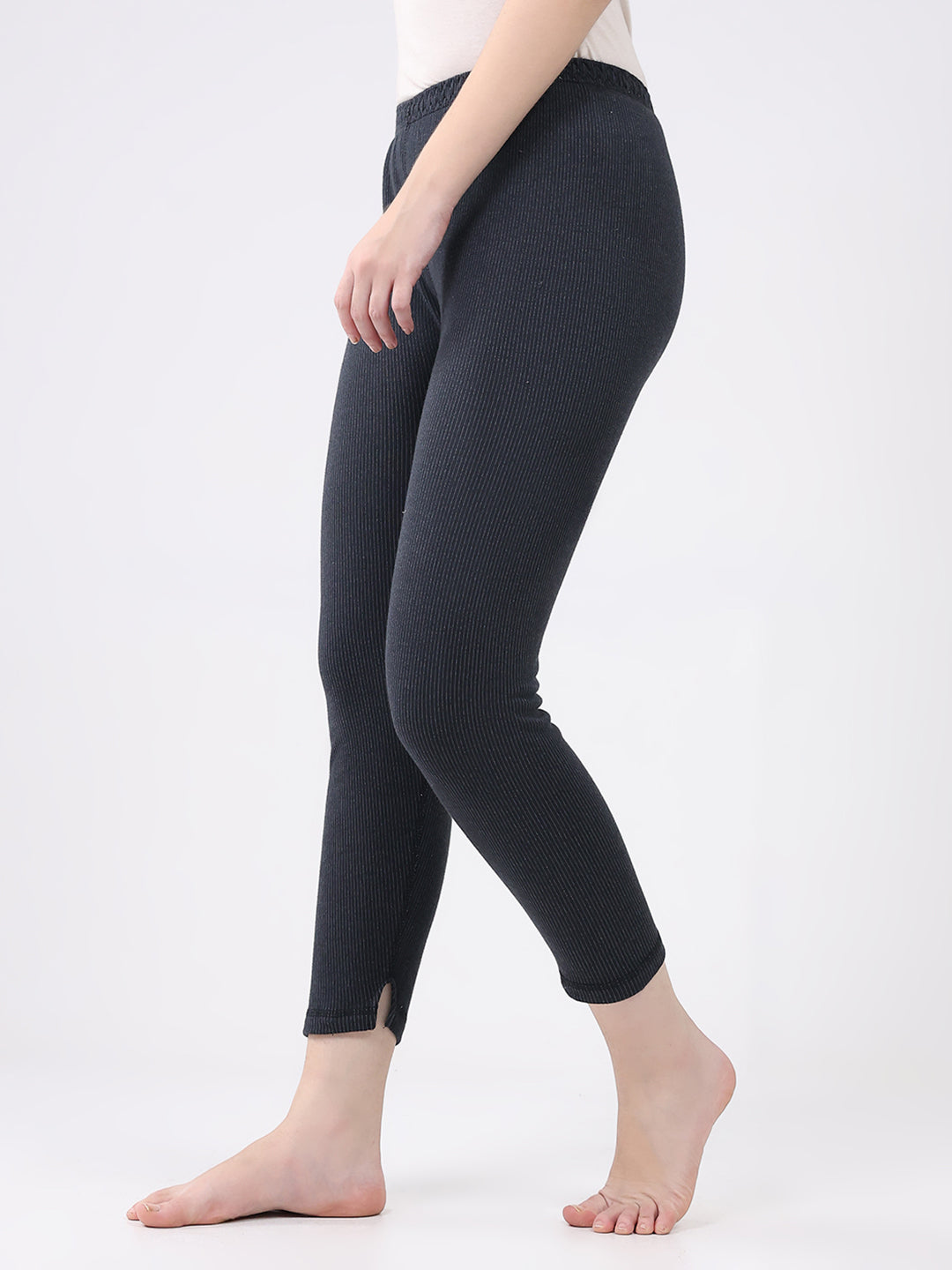 Women Charcoal Solid Thermal Lower