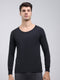 Men Black Solid Round Neck Full Sleeve Thermal Vest