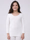 Kids-Unisex White Solid Round Neck Full Sleeve Thermal Vest