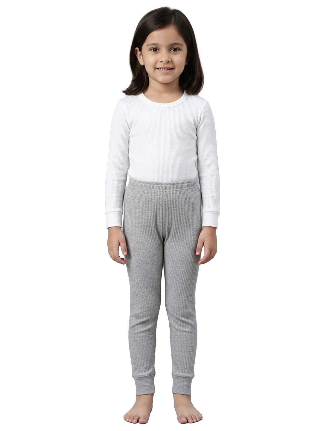 Kids Grey Solid Regular Fit Thermal Lower