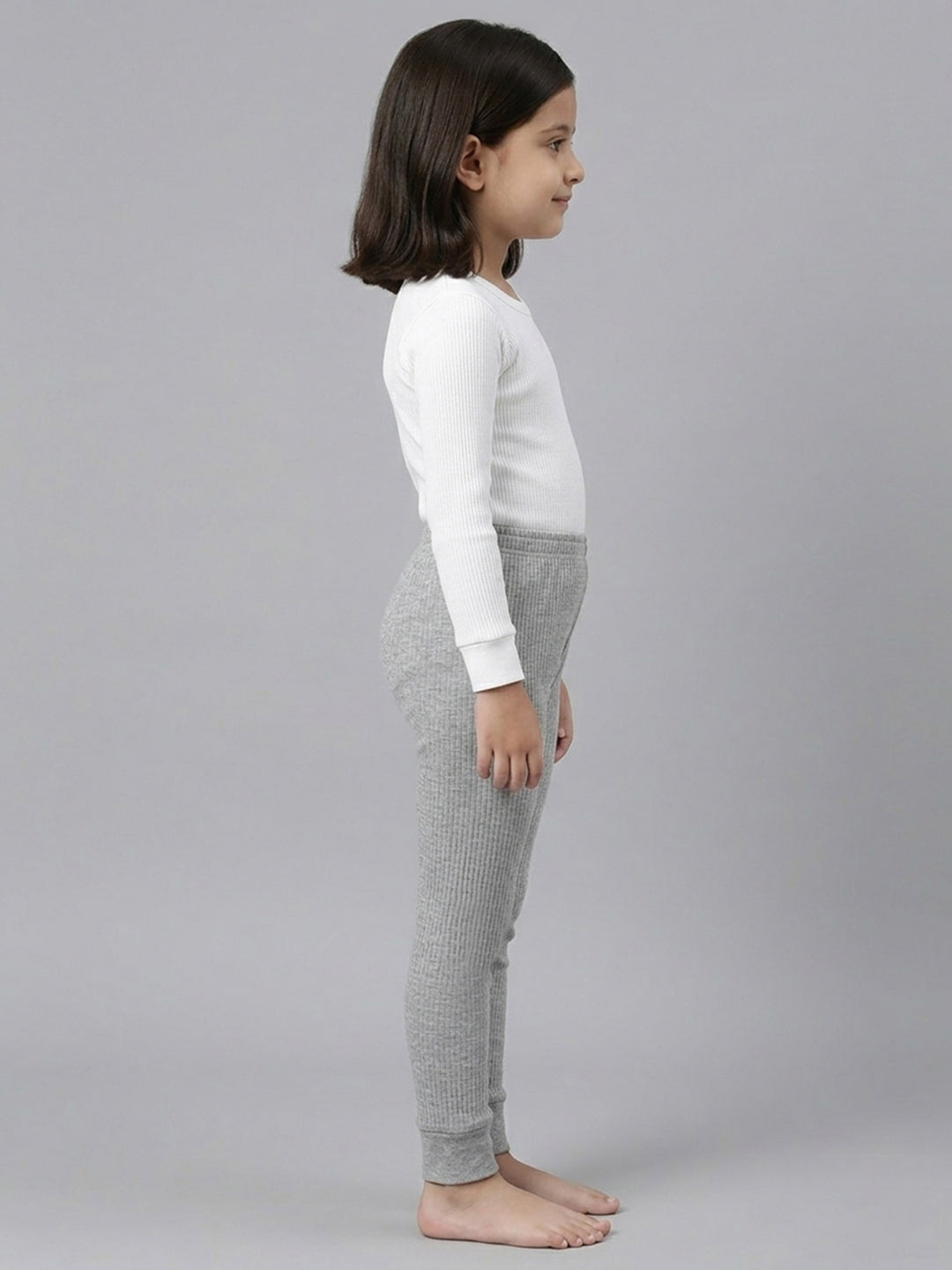 Kids Grey Solid Regular Fit Thermal Lower