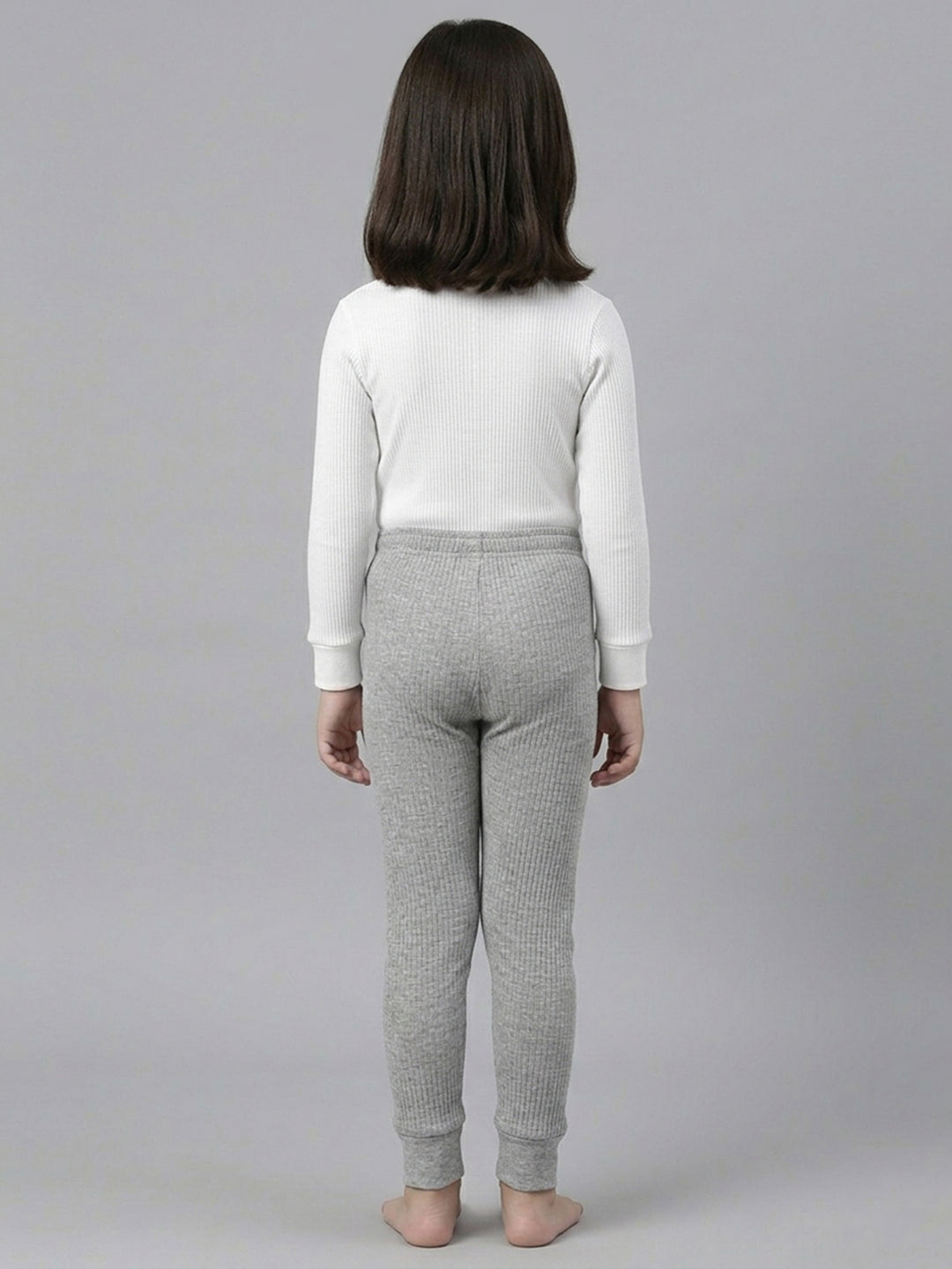 Kids Grey Solid Regular Fit Thermal Lower