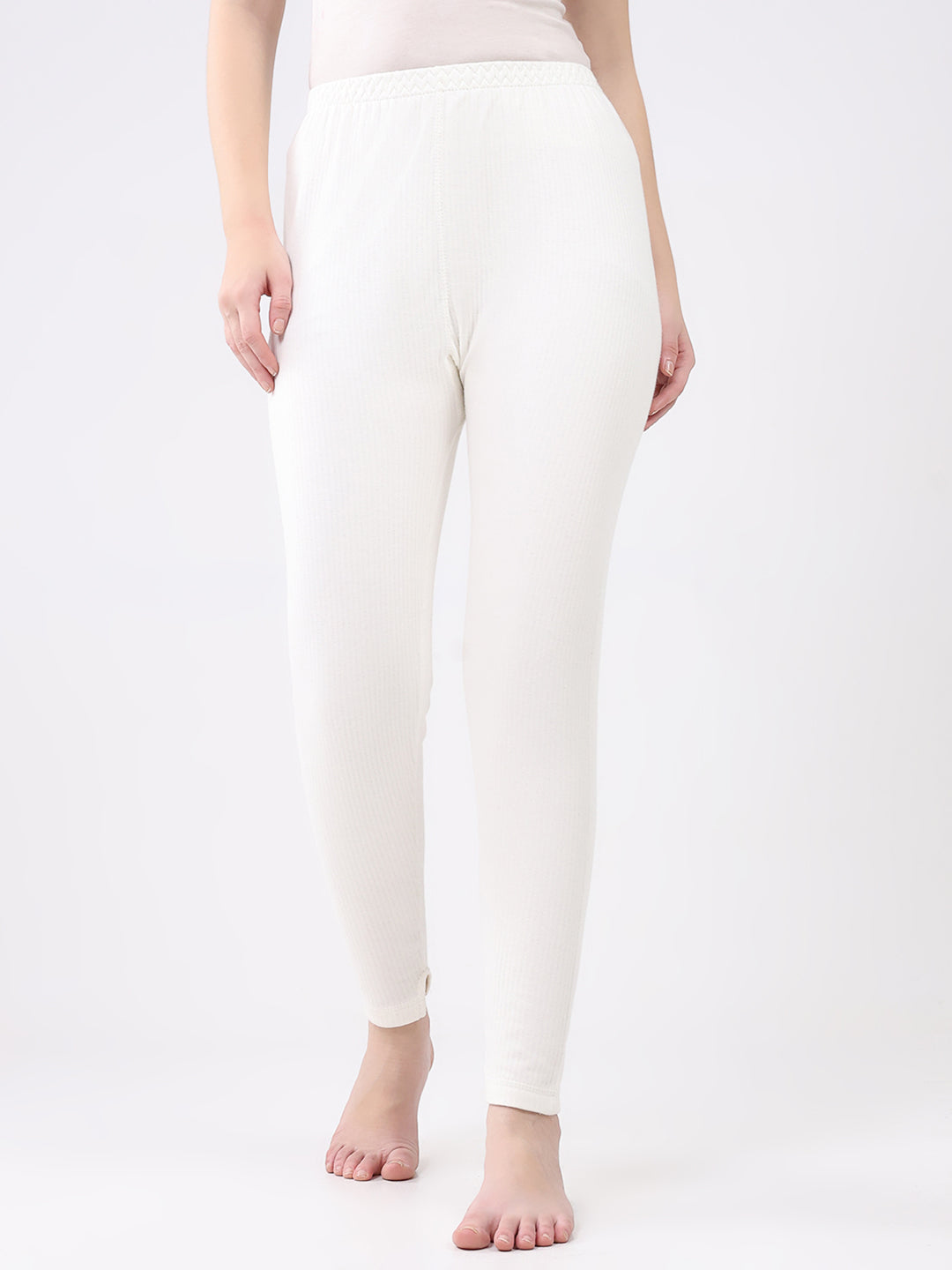 Women White Solid Thermal Lower