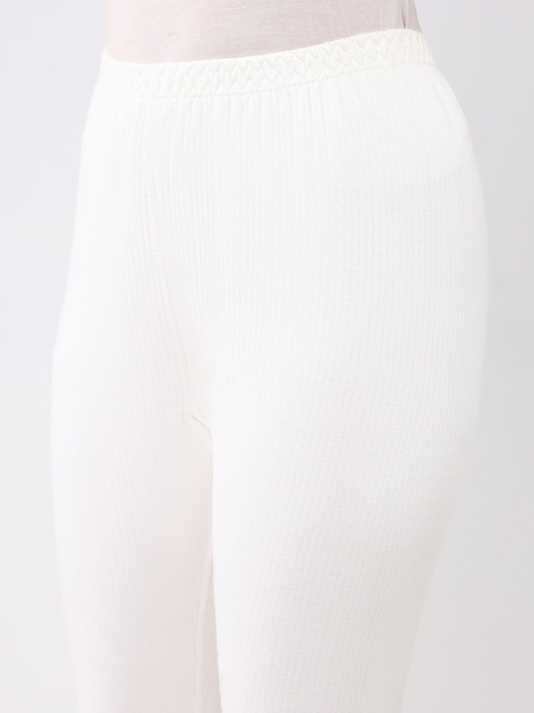 Women White Solid Thermal Lower