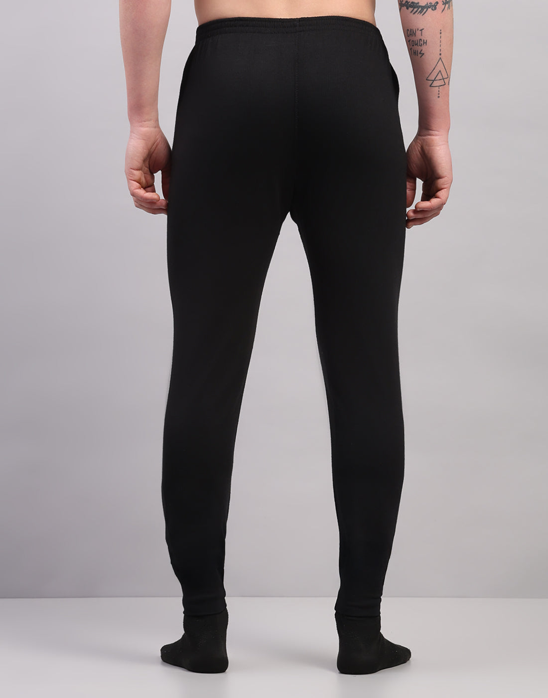 Men Black Solid Regular Fit Thermal Lower