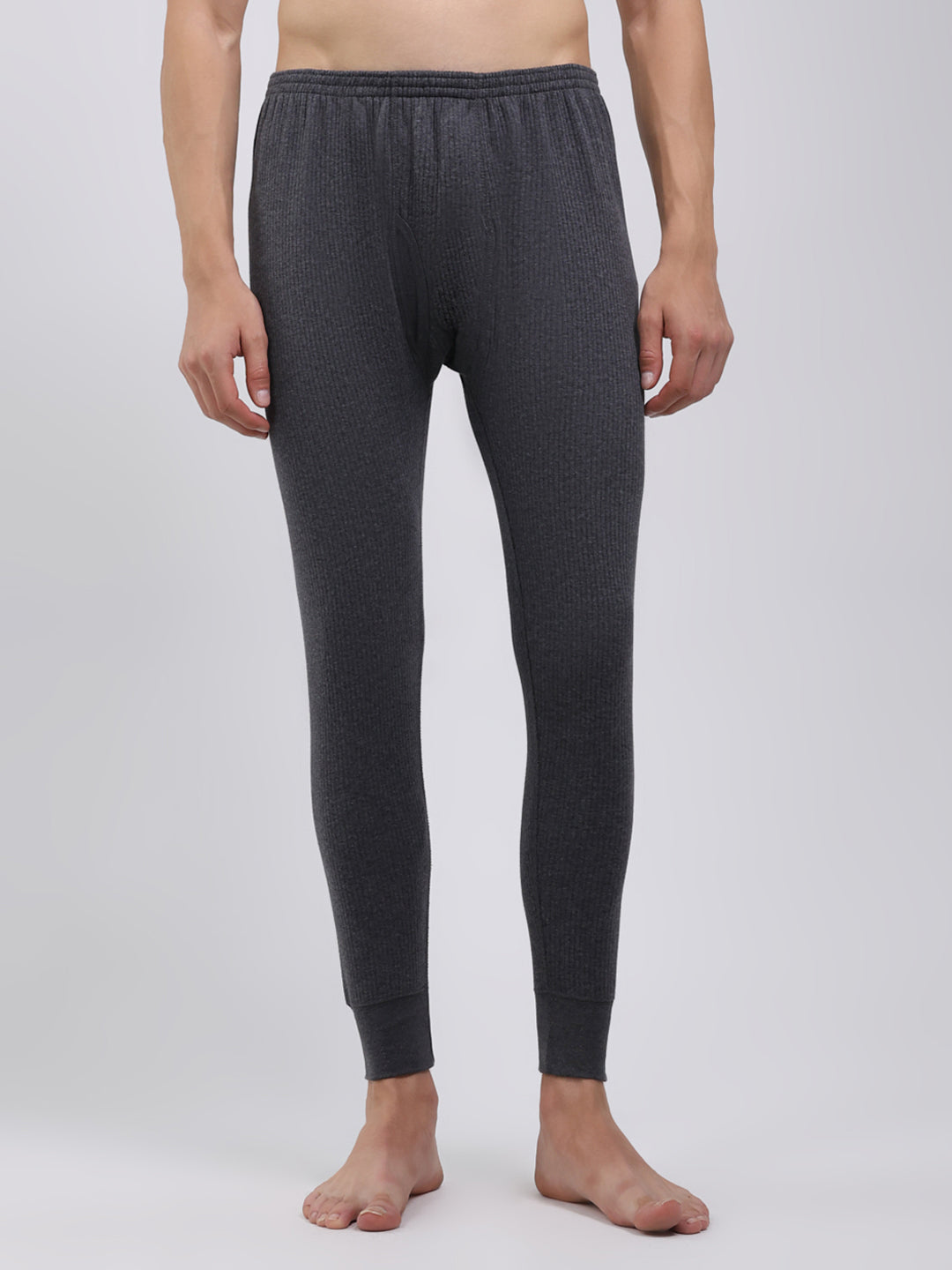 Men Charcoal Solid Regular Fit Thermal Lower