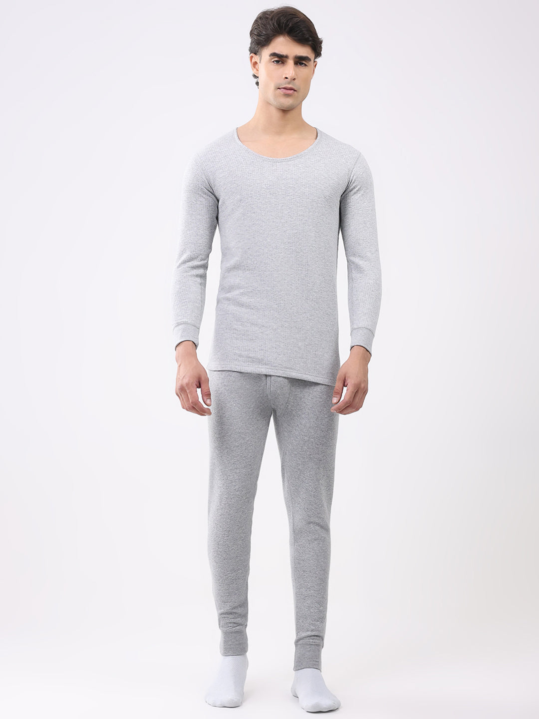 Men Grey Solid Thermal Lower