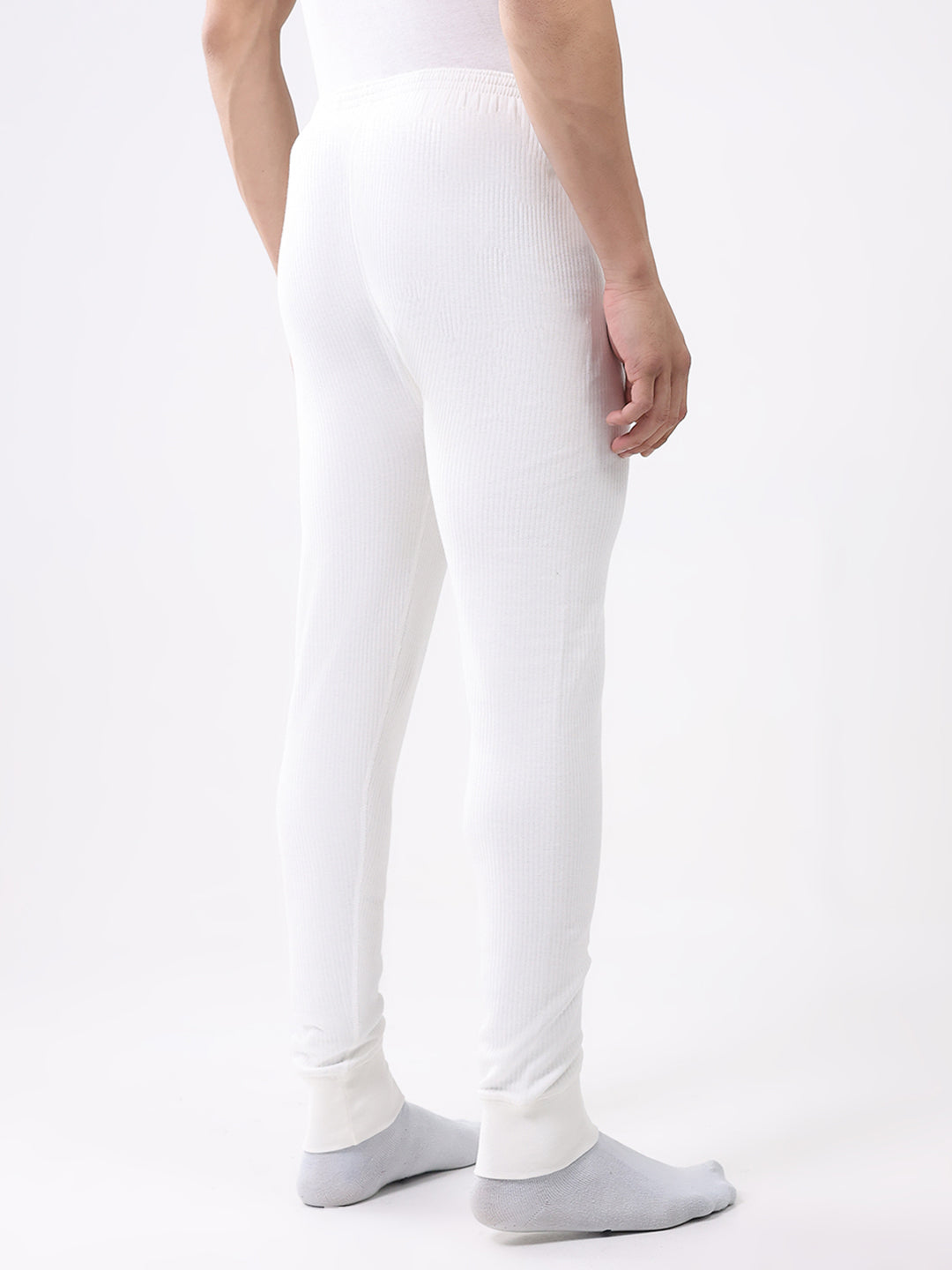 Men White Solid Thermal Lower