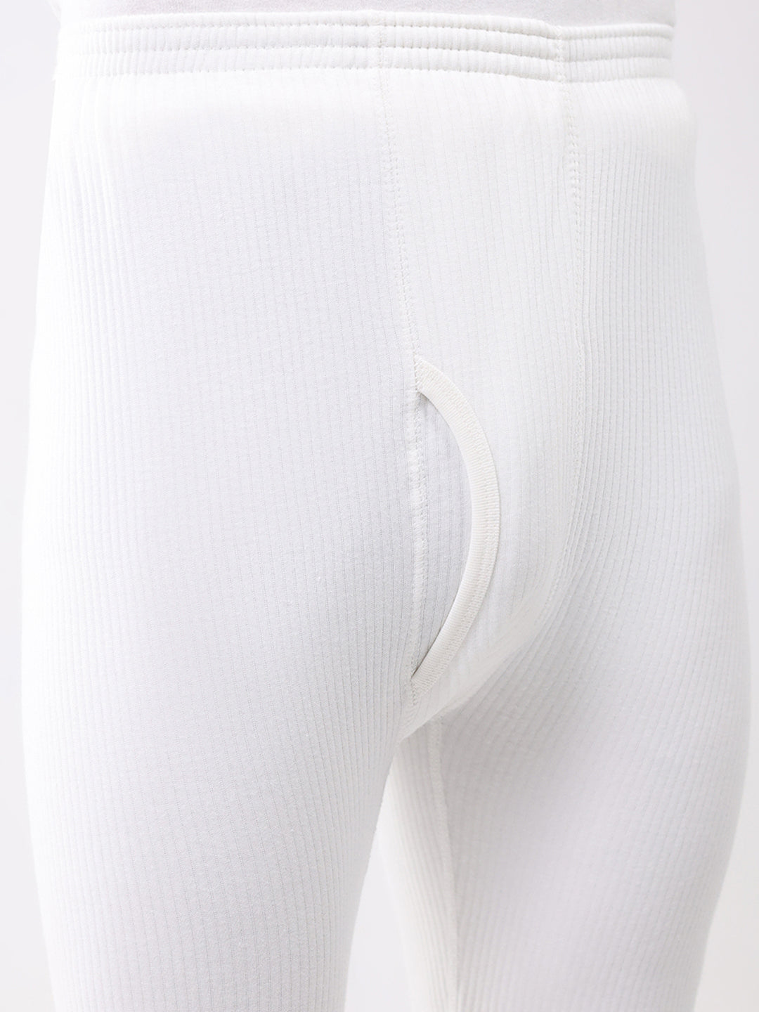 Men White Solid Thermal Lower