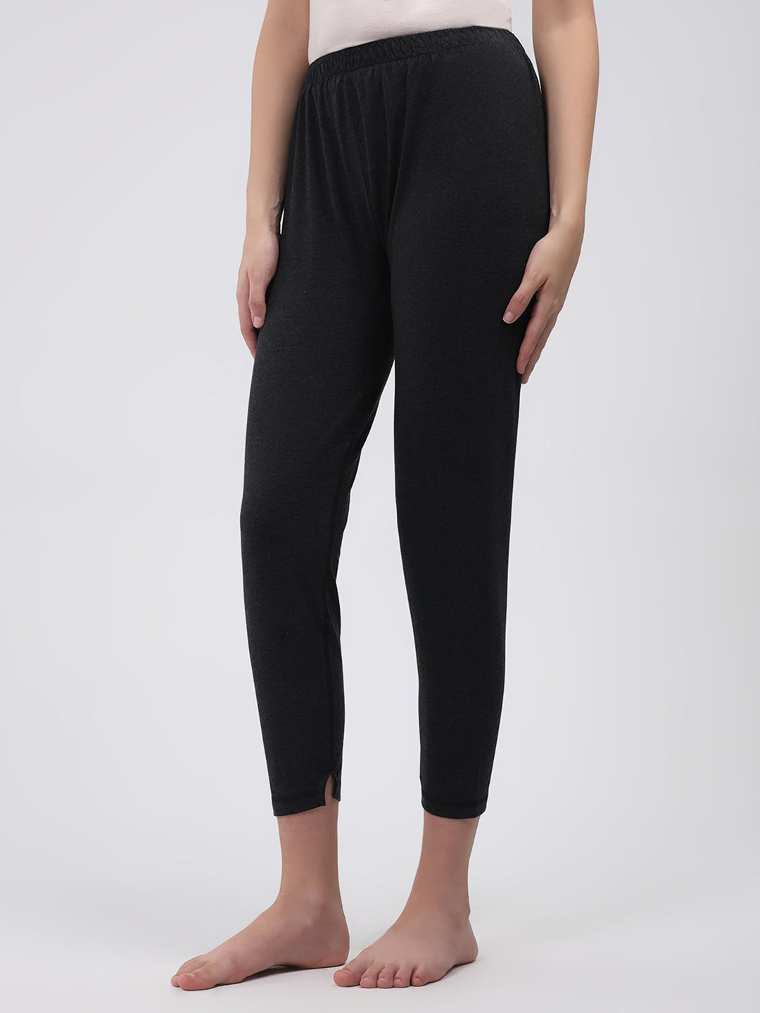 Women Black Solid Thermal Lower