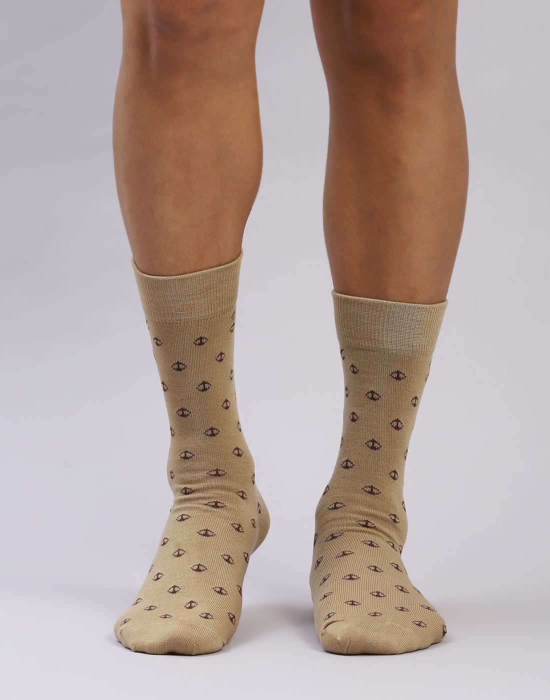 Men Cotton Blend Self Design Calf Length Socks (1 Pair)