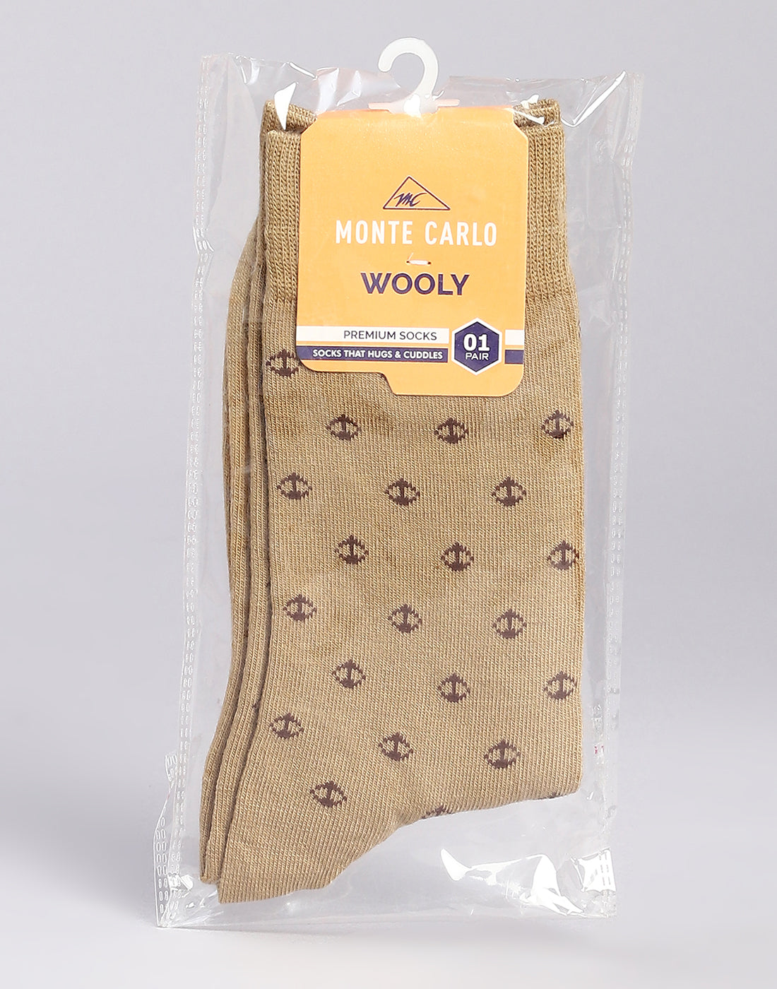 Men Cotton Blend Self Design Calf Length Socks (1 Pair)