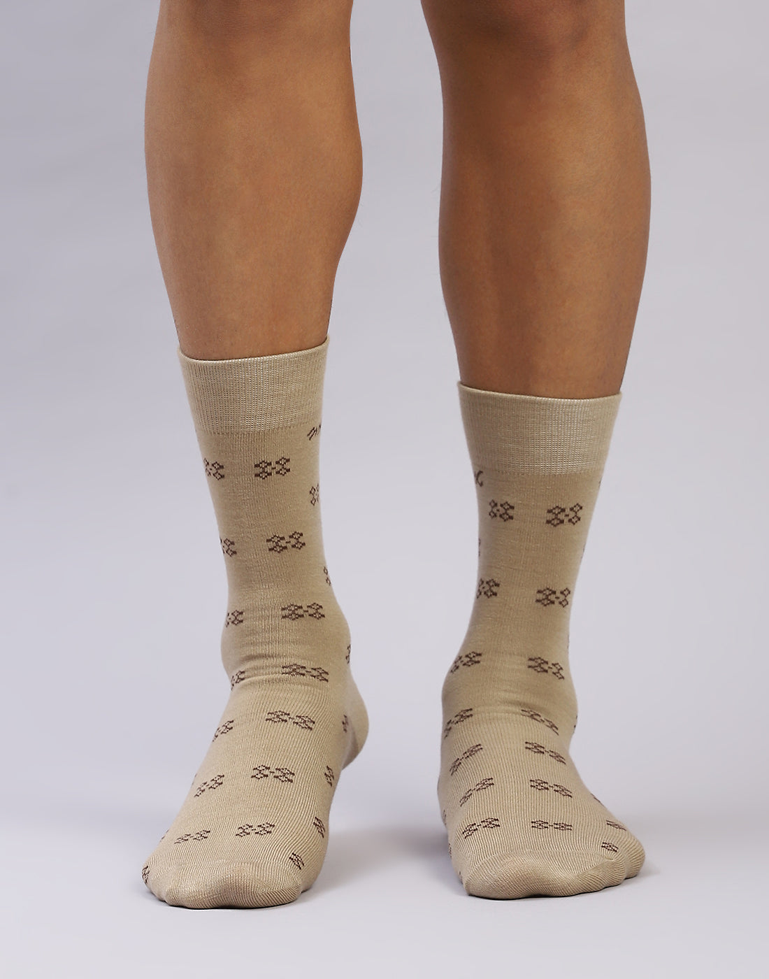 Men Cotton Blend Self Design Calf Length Socks (1 Pair)