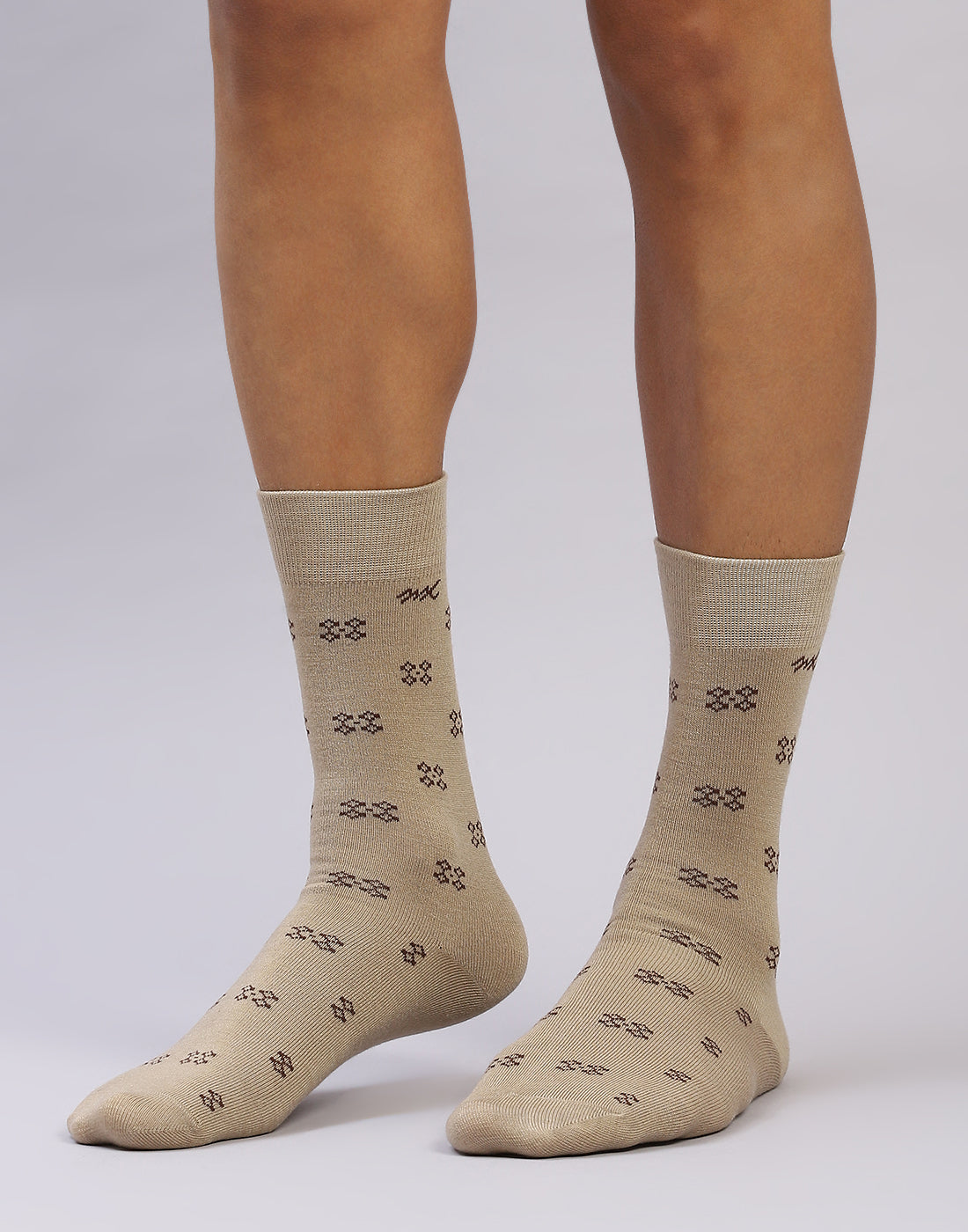 Men Cotton Blend Self Design Calf Length Socks (1 Pair)
